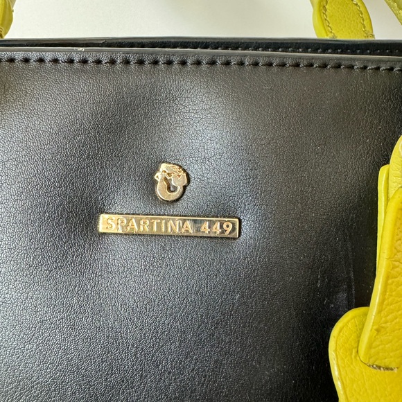 Spartina 449 Seven Oaks Alljoy Satchel. Black and green leather with linen sides - Picture 5 of 9